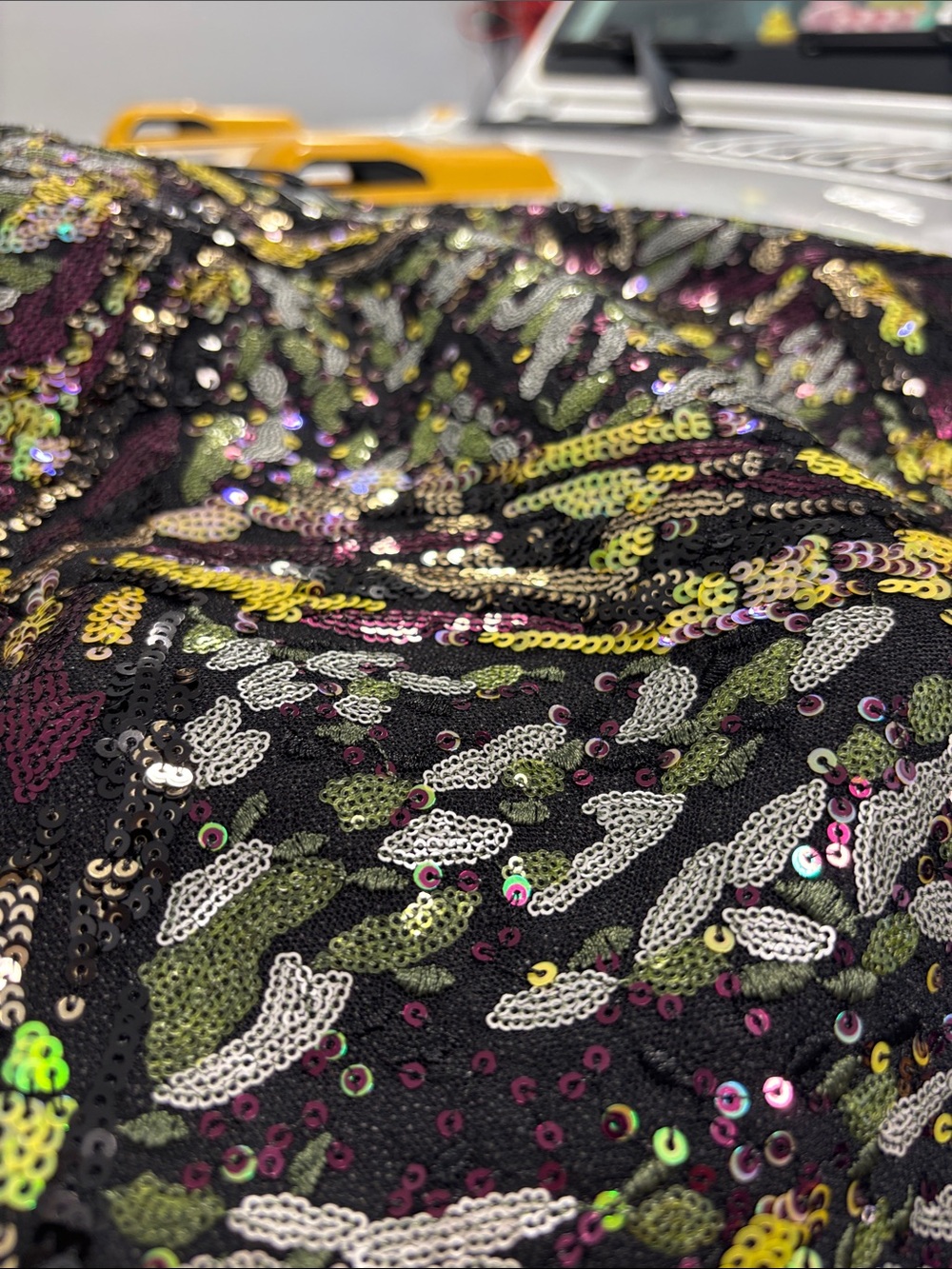 ZARA Sequin Mini Skirt - Black with Multi-Color Sequins - Picture 6 of 8